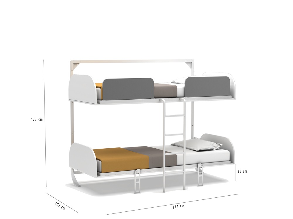 Opklap stapelbed Simply 90x200cm
