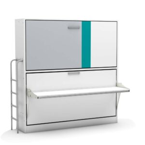 Opklap stapelbed Smart Bunk met bureau