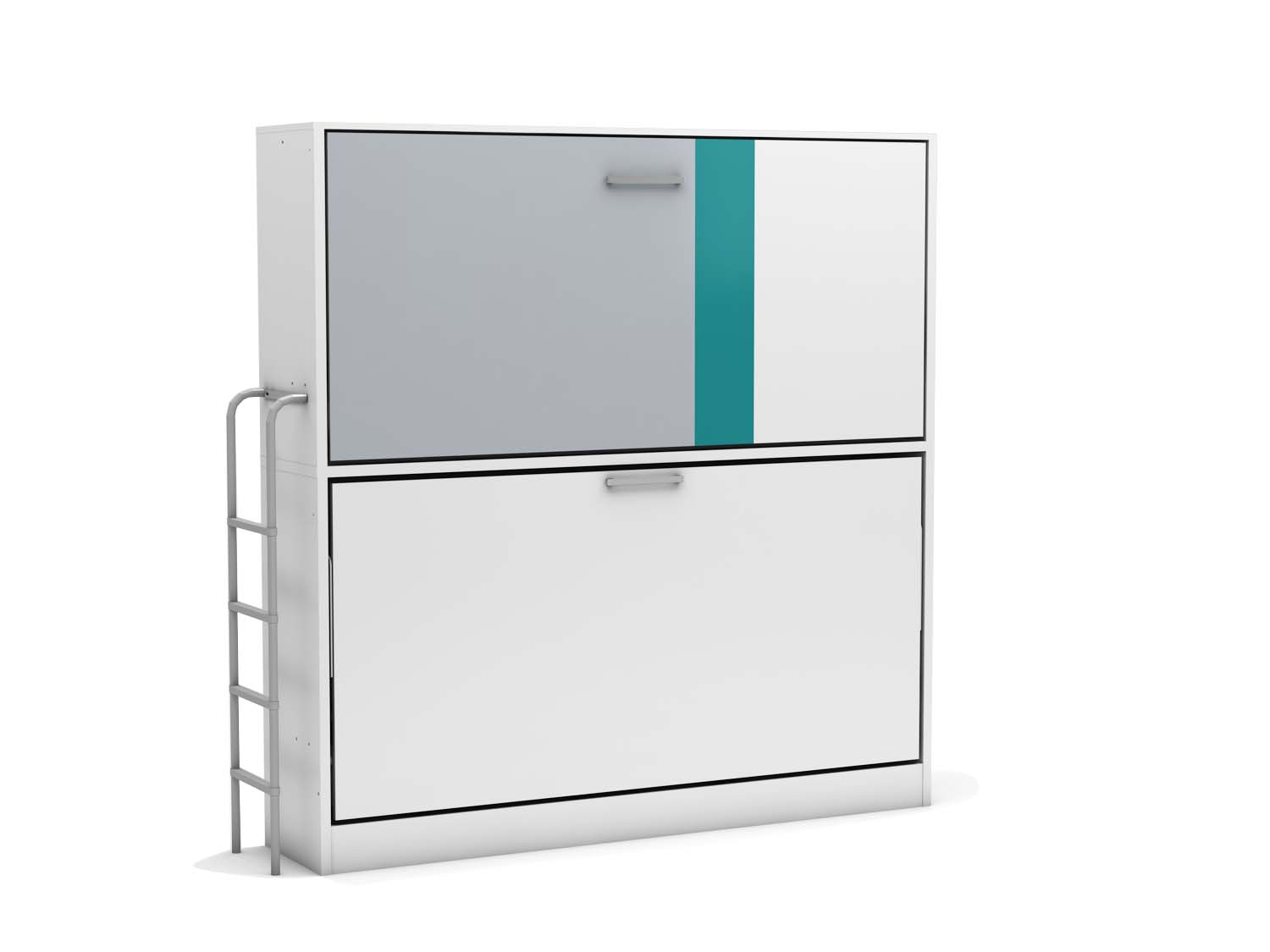 Opklap stapelbed Smart Bunk  Grijs/turquoise