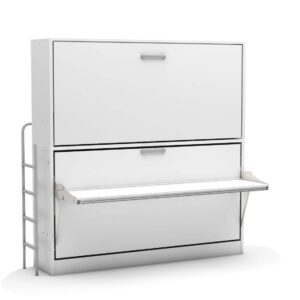 Opklap stapelbed Smart Bunk met bureau - wit