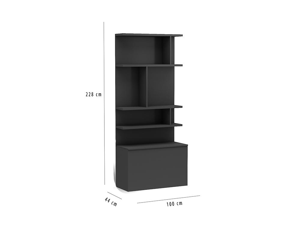 Boekenkast 100 cm voor bij opklapbed 228 cm hoog - Antraciet