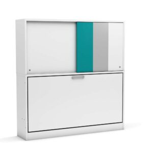 Eenpersoons opklapbed Academy met  kastruimte - Turquoise