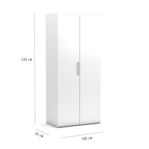 Dubbele kledingkast 100 cm voor bij opklapbed 228 cm hoog