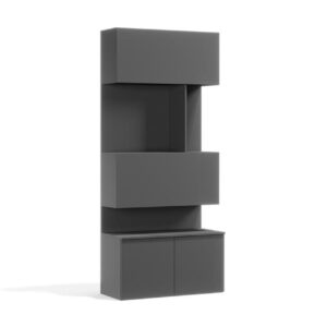 Antraciete kast met bureau 100x228 cm - voor bij opklapbed 228 cm hoog